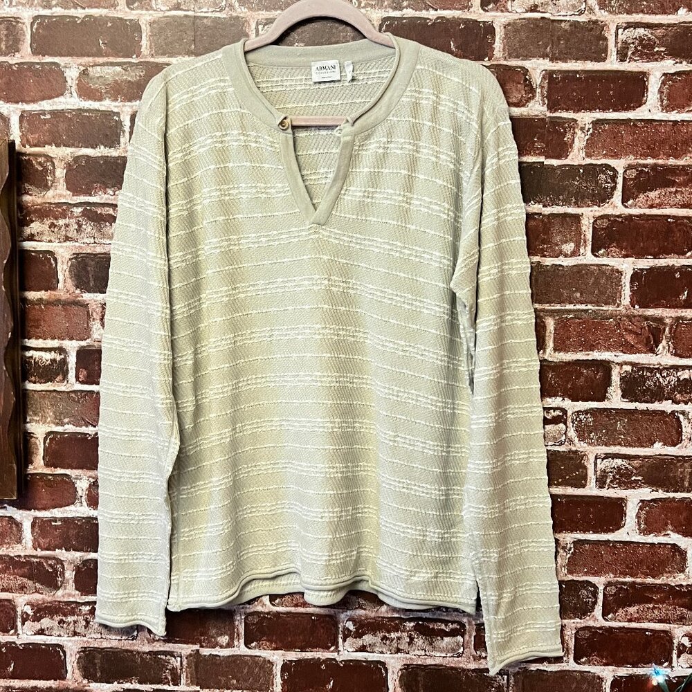 Armani Collezioni Striped Knit V-Neck Top